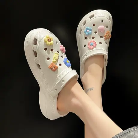 新款洞洞鞋女款外穿夏季凉鞋时尚松糕厚底增高防滑沙滩包头凉拖鞋商品大图