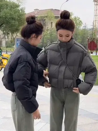 短款羽绒服女2023年新款小个子韩系加厚宽松面包服冬季白鸭绒外套图片