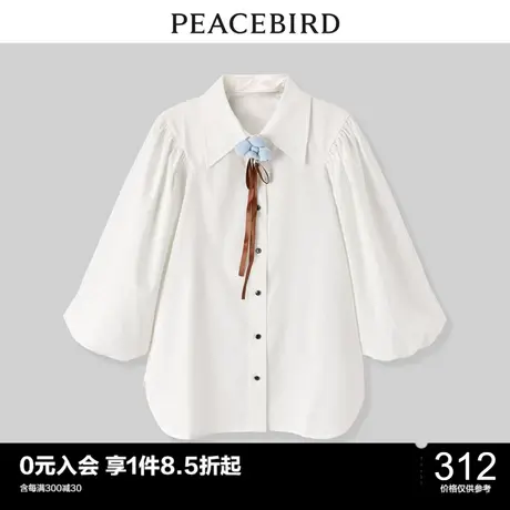 太平鸟年秋季新款斯文泡泡袖衬衫A1CAC3338图片