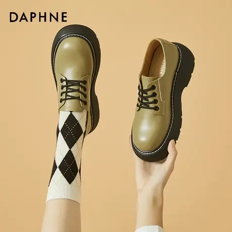 达芙妮厚底松糕增高小皮鞋女英伦风春季学院风配裙子夏季牛油果绿商品大图
