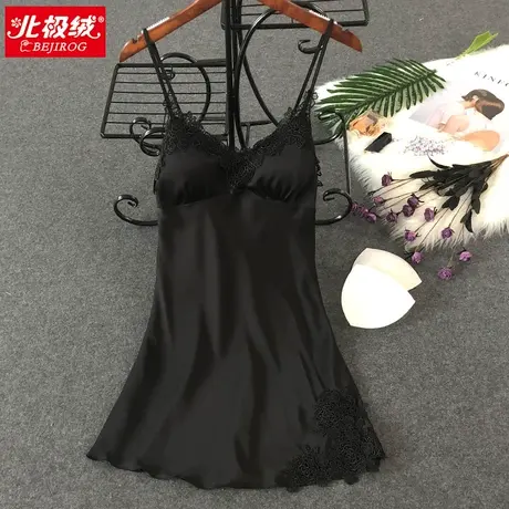 夏季韩版长款性感蕾丝吊带睡裙带胸垫清新薄款睡衣女冰丝家居服商品大图