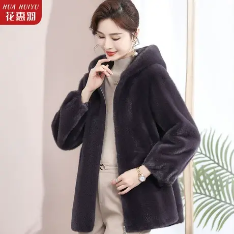 中年妈妈貂绒外套中老年女装冬装外套2023高贵老年人奶奶装短大衣图片
