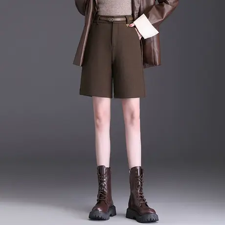 时尚五分阔腿裤女秋冬2023新款高腰通勤显瘦直筒短裤百搭休闲裤子商品大图