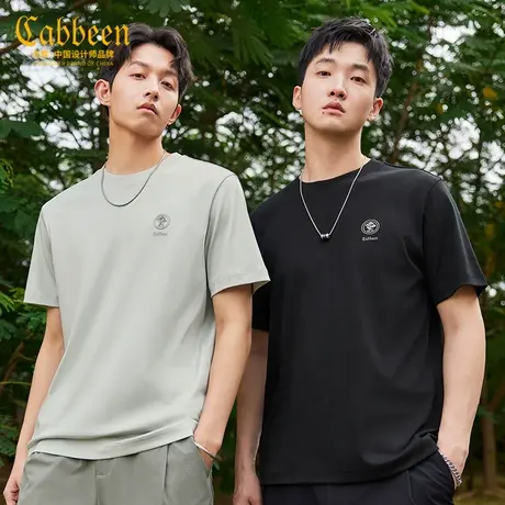 卡宾男装 液氨水柔棉T恤2024春夏新款国风创意LOGO短袖休闲舒适A图片