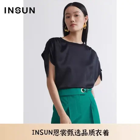 INSUN恩裳夏季细绳褶皱原创休闲T恤图片
