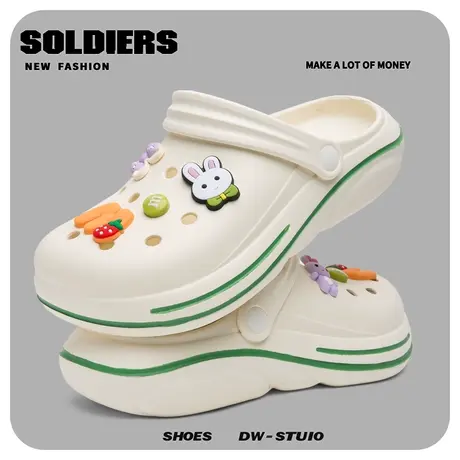 洞洞鞋女款夏季外穿防滑运动增高厚底包头拖鞋网红踩屎感沙滩凉鞋图片