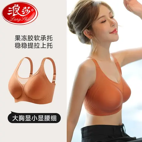 浪莎大胸显小显瘦的美背内衣女聚拢上托收副乳防下垂文胸调整型OK商品大图