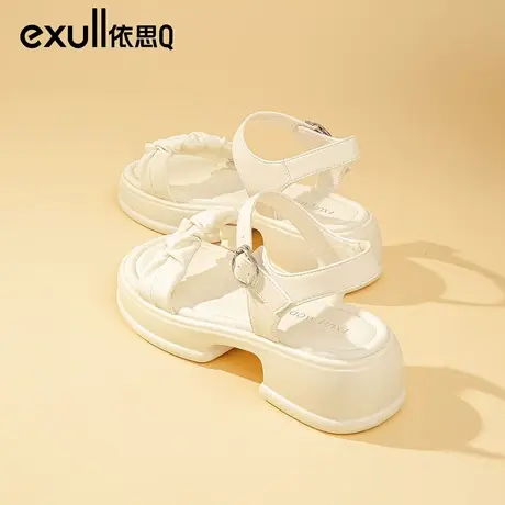 依思q粗跟高跟凉鞋女款2024年新款厚底增高不累脚夏季配裙子女鞋商品大图