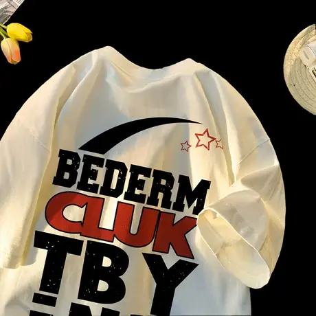 纯棉短袖t恤男美式oversize潮流宽松休闲半袖2023年夏季情侣体恤商品大图