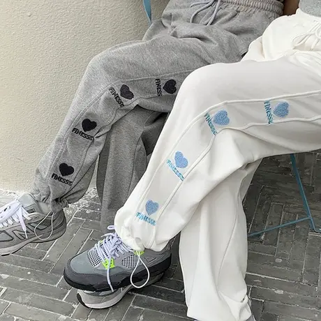 阔腿裤子女秋冬加绒宽松高腰小个子卫裤显瘦休闲运动束脚裤潮ins商品大图