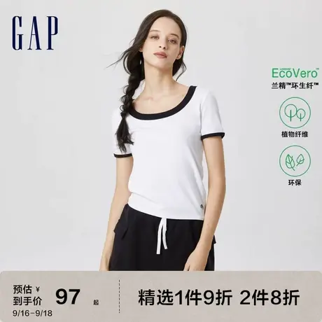 【女友T】Gap女装夏季2023新款LOGO短袖T恤817342洋气休闲上衣图片