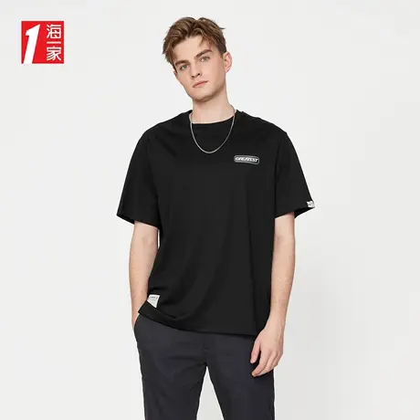 海一家宽松休闲短T2023夏季新款时尚潮流字母印花短袖T恤男图片