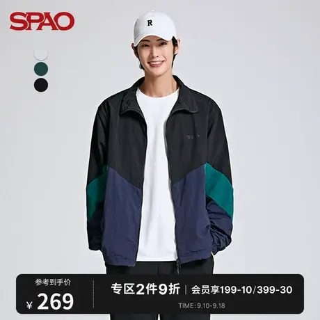 SPAO男士夹克秋冬韩国同款撞色休闲宽松防风外套SPJJC49C01商品大图