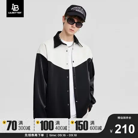 Lilbetter男士衬衫新款PU皮衬衣百搭外套美式复古男装长袖寸衫潮图片