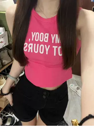 纯欲风辣妹性感短款工字内搭背心女夏季甜辣外穿无袖吊带裹胸上衣图片