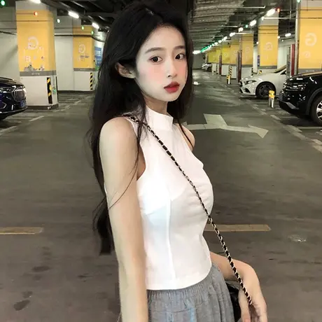 纯欲风无袖小吊带背心女春夏季修身内搭外穿打底衫甜辣妹短款上衣图片