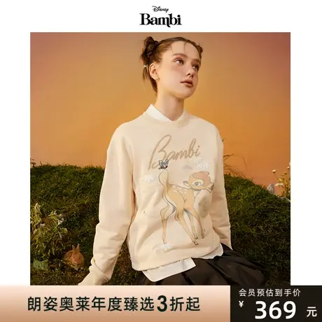【迪士尼联名系列】莱茵2023春季新品小鹿斑比休闲印花卫衣廓形女图片
