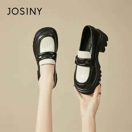Josiny/卓诗尼乐福鞋厚底单鞋女2024年春季新款法式英伦风小皮鞋商品大图