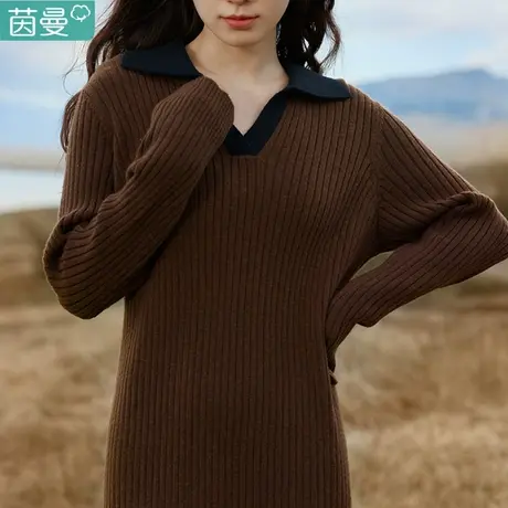 茵曼官方旗舰店毛衣针织连衣裙女秋冬2023新款长袖打底长裙子内搭商品大图
