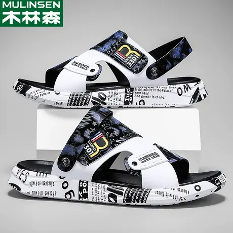 木林森凉鞋男款夏季男士外穿防滑休闲皮鞋运动开车两用拖鞋沙滩鞋商品大图