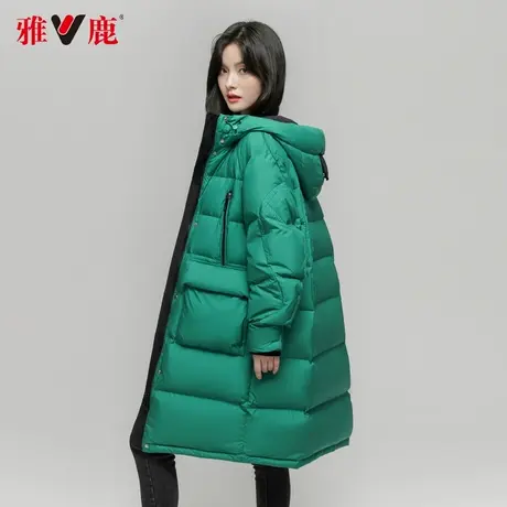 雅鹿羽绒服女款显瘦中长款小个子反季过膝外套气质少女韩版白鸭绒商品大图