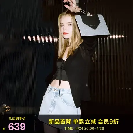 LINC金羽杰2023年秋季新款高腰做旧洗水牛仔短裤女S232DK367Y图片