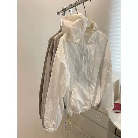 简约连帽休闲防晒衣！春夏运动风轻薄风衣拉链外套小个子防晒服女商品大图