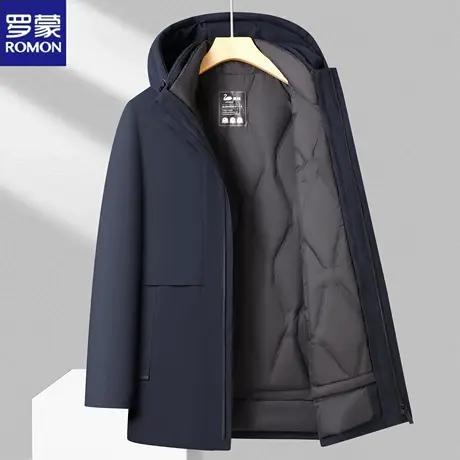 罗蒙一衣三穿羽绒服男中青年加厚内胆单穿连帽外套冬季派克鹅绒服图片
