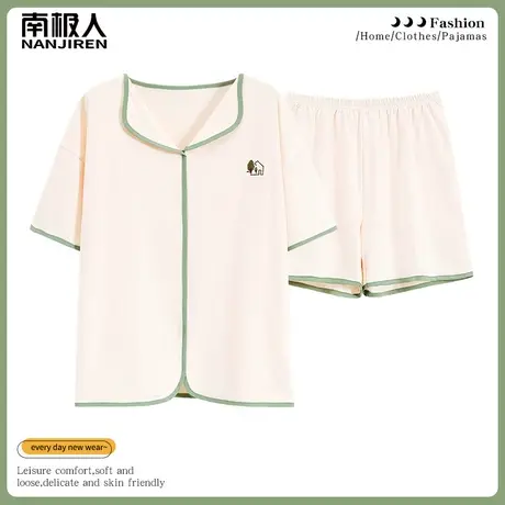 睡衣女夏季女款2024新款 纯棉 短袖女士套装春秋款素净家居服夏天图片