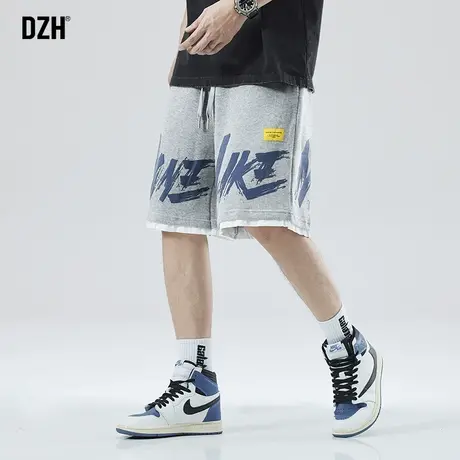 男士假两件运动短裤男夏季薄款灰色中裤五分裤2023年新款美式球裤商品大图