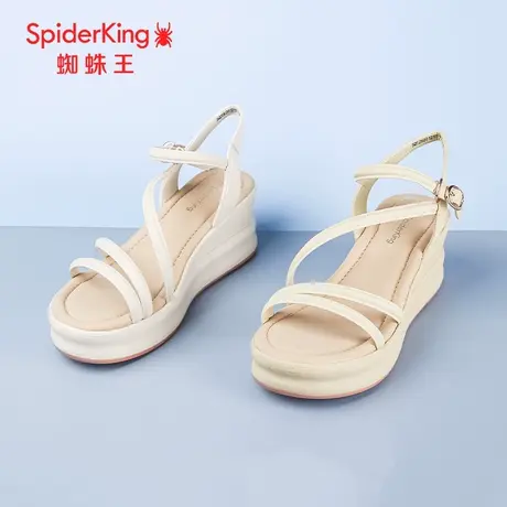 蜘蛛王断码清仓正品凉鞋女真皮2024夏商场新款细带百搭沙滩鞋坡跟商品大图