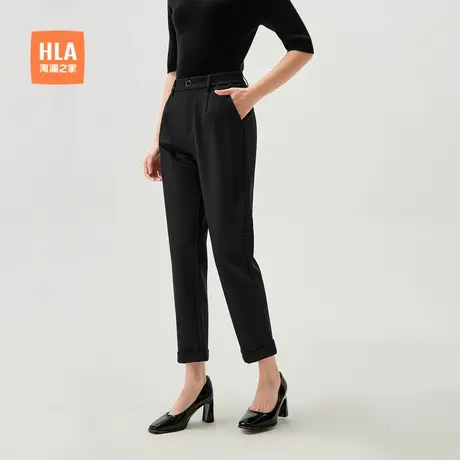 HLA/海澜之家自在唤我lady修身锥形休闲裤秋新款职业显瘦黑裤女装商品大图