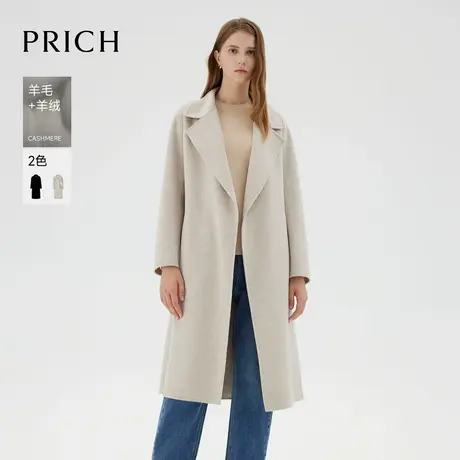 【羊毛+羊绒】PRICH时尚高级感双面呢大衣2024冬新款保暖外套女图片