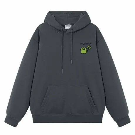 good luck小青蛙帽衫四叶草连帽卫衣潮牌上衣冬季男款加绒衣服图片