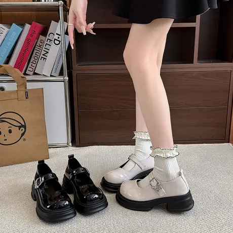 圆头百搭玛丽珍鞋女2025年新款夏季配裙子法式小皮鞋绝美粗跟单鞋商品大图