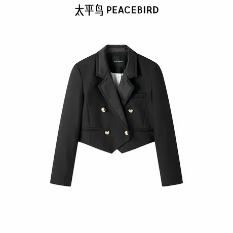 太平鸟春夏休闲高级气质品质短款双排扣西装图片