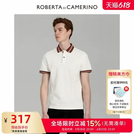 [全棉]ROBERTA诺贝达男装男士短袖POLO衫夏季新款休闲拼色短袖T恤商品大图