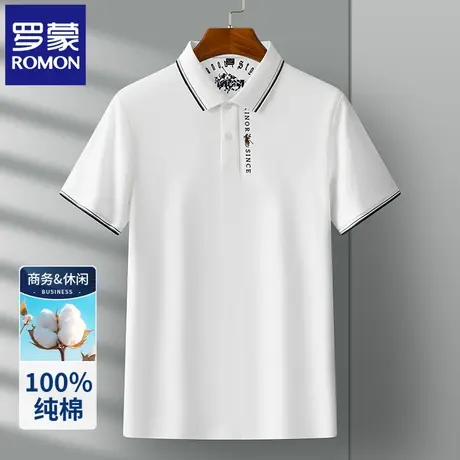 罗蒙轻奢高端纯棉POLO衫短袖t恤男夏季薄款休闲时尚刺绣保罗衫N2Z商品大图