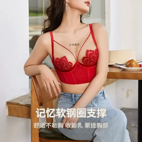 Shaply/莎莲妮大胸显小内衣女大码薄款透气蕾丝防走光收副乳文胸商品大图