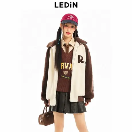 【昕怡粉丝专享】乐町冬季新款慵懒美式休闲撞色外套女C2AED4319商品大图