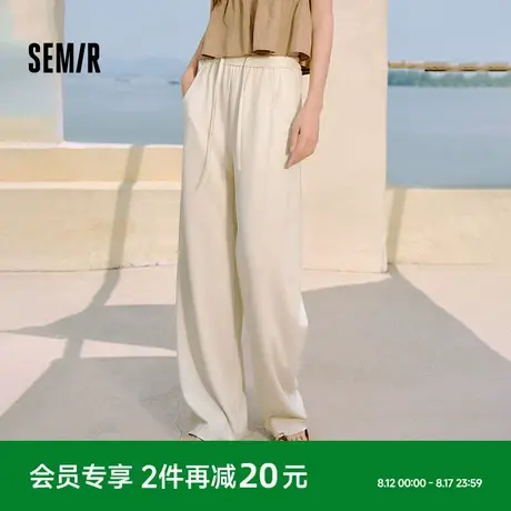 森马休闲裤女格子肌理宽松弯刀裤2025夏季新款黑色裤子阔腿裤显瘦商品大图