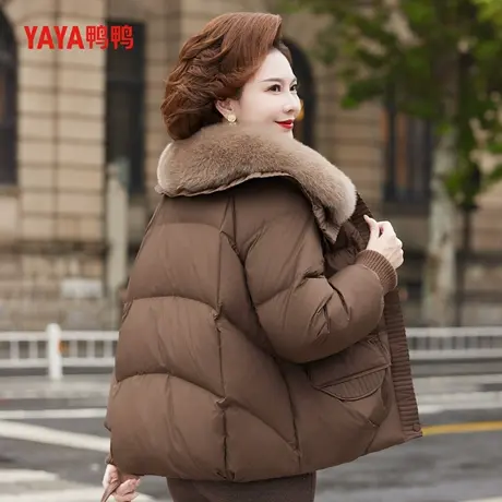 YAYA鸭鸭羽绒服女2025年冬季中老年加厚短款毛领妈妈装外套A商品大图