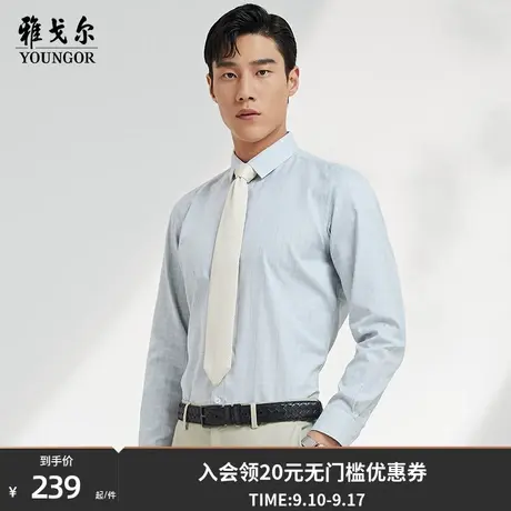 雅戈尔奥莱 男装格子免烫纯棉秋季商务休闲格子长袖衬衫男商品大图