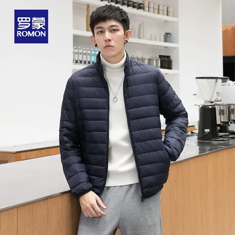 罗蒙男士休闲百搭短款立领羽绒服2025秋新款潮流时尚保暖纯色外套商品大图