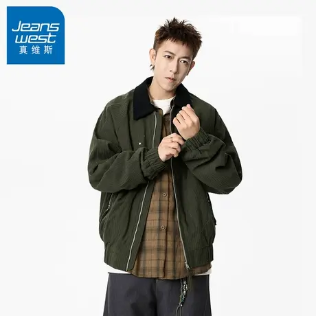 N5真维斯外套男2025新款秋季美式潮牌撞色翻领上衣服男士春秋夹克商品大图