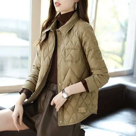 宝诗黎轻薄短款秋冬羽绒服女白鸭绒保暖上衣2023新款加厚时尚外套图片