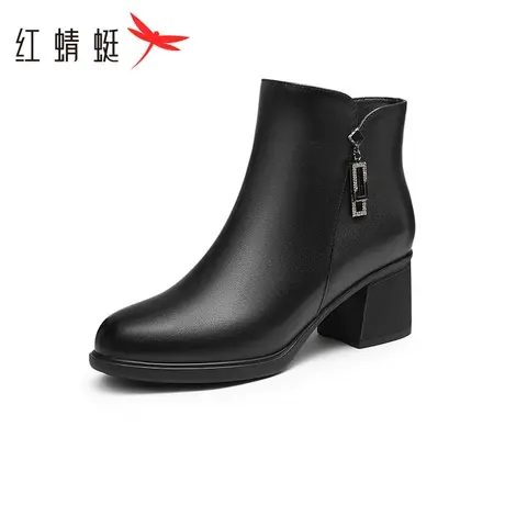 【好物体验专享】红蜻蜓妈妈棉鞋2023冬新款女鞋真皮中老年人靴子商品大图