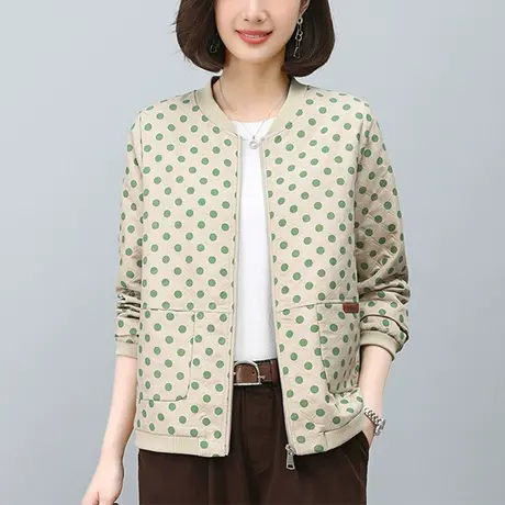 妈妈秋冬装休闲外套女宽松加大码女装中老年休闲洋气圆领夹克上衣商品大图