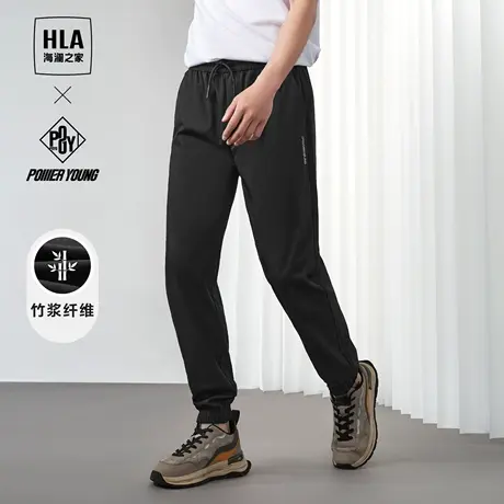 HLA/海澜之家POWER YOUNG系列休闲裤2024春夏新款松紧腰长裤子男商品大图