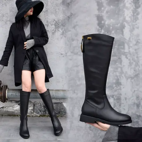 Artmu阿木真皮长靴女高筒靴骑士靴中筒靴断码清仓长筒靴女靴子商品大图